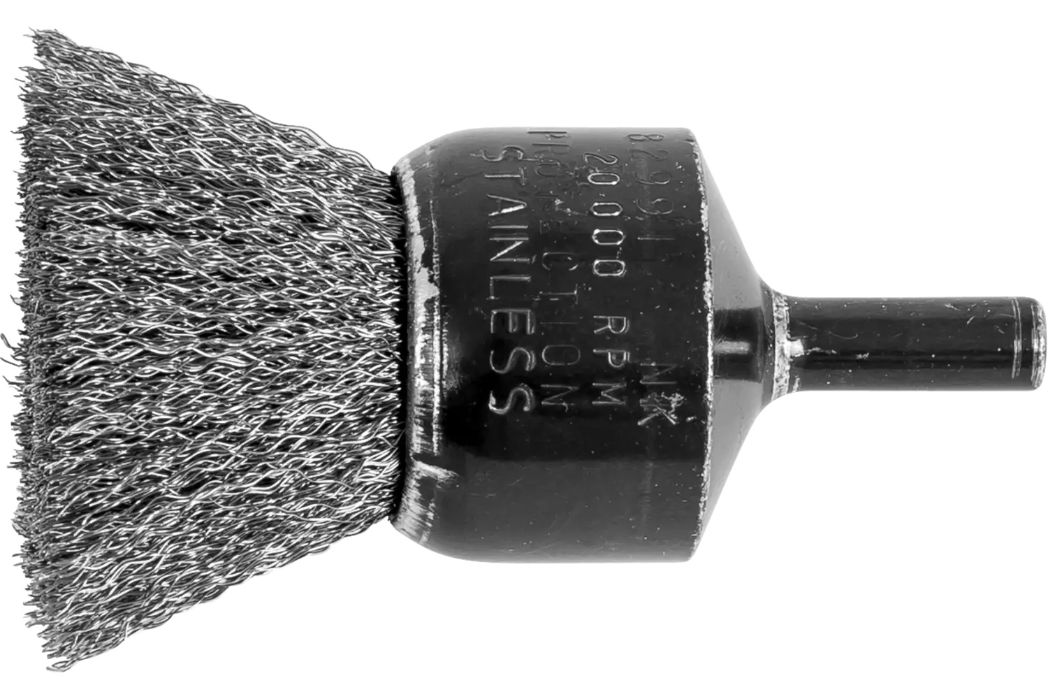 Picture of Pferd Crimped Wire End Brush 1" Dia. .006 Stainless Steel 1/4" Shank Retail